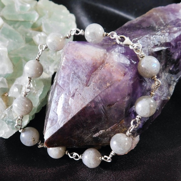 Labradorite Beaded Sterling Silver Bracelet - The Stone of Insight - by Konnie K - Picture 1 of 16